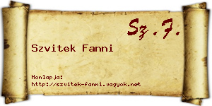 Szvitek Fanni névjegykártya